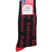 Wholesale - 1pr BUDWEISER BLK/RED MEN CREW SOCKS SIZE 10-13 C/P 60, UPC: 194382048177